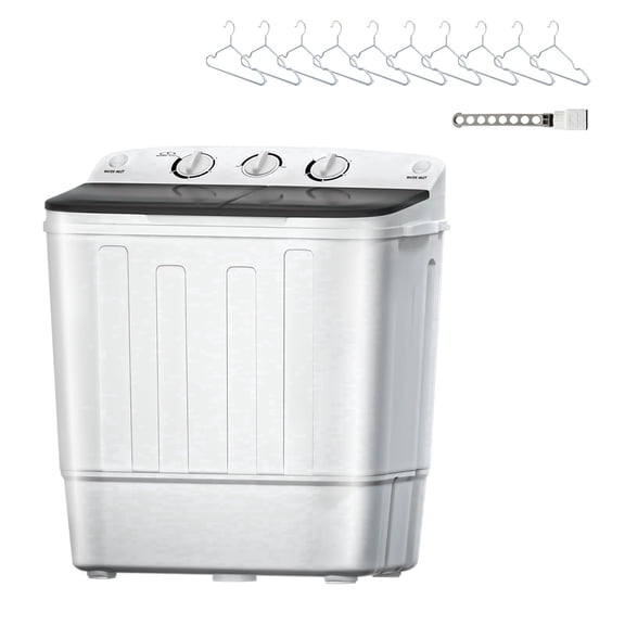 Dimedeal 18LBS Portable Twin Tub Mini Washing Machine, Washer & Spinner, Drying Rack & Hangers, Compact Laundry Machine Washer for Dorms, Apartment