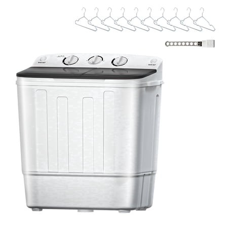Dimedeal 18LBS Portable Twin Tub Mini Washing Machine, Washer & Spinner, Drying Rack & Hangers, Compact Laundry Machine Washer for Dorms, Apartment