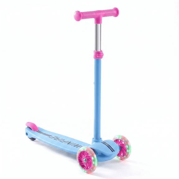 Dimedeal Toddler 3‑Wheel Kick Scooter for 3‑8 Year‑Old Boys and Girls, Height Adjustable Handlebar, Flashing Light‑Up Wheels, Triangular Stable Frame, Anti‑Slip Deck & Rear Foot Brake, 110 Lbs Max We