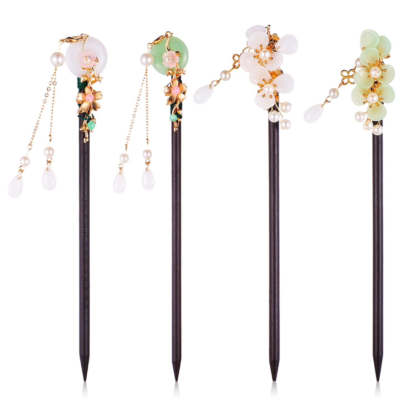Chuangdi 40Pcs Vintage Wood Hair Sticks For Women, Girls | Chinese Hair Chopsticks Clip For Bun Hairstyles | Decorative Hairpins Holder - Black | Buy Now With Express International Delivery