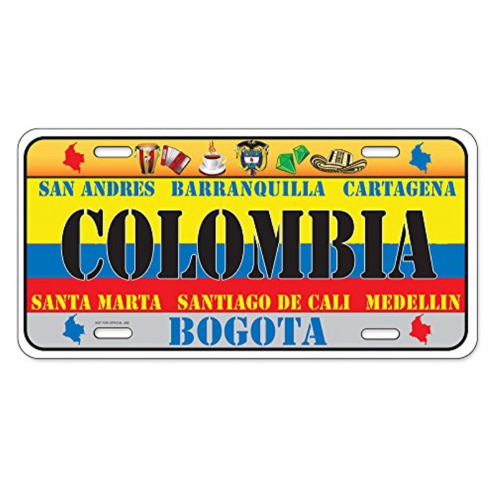 Colombia Luxe Metal Decorative Plate with National Icons