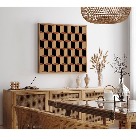 Dimensional Mid Century Wall Art Oversized Square Mcm Wall Art Masculine Wall Art Modern Guy Apartment Decor Style One, Unframed Paper Print