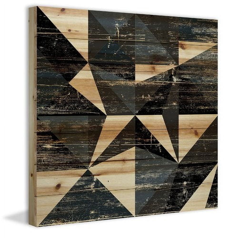 "Dimensional Star" Painting Print on Natural Pine Wood