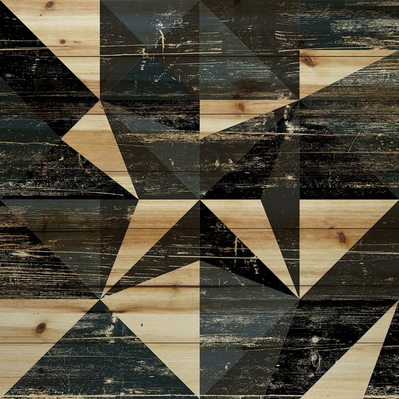 "Dimensional Star" Painting Print on Natural Pine Wood