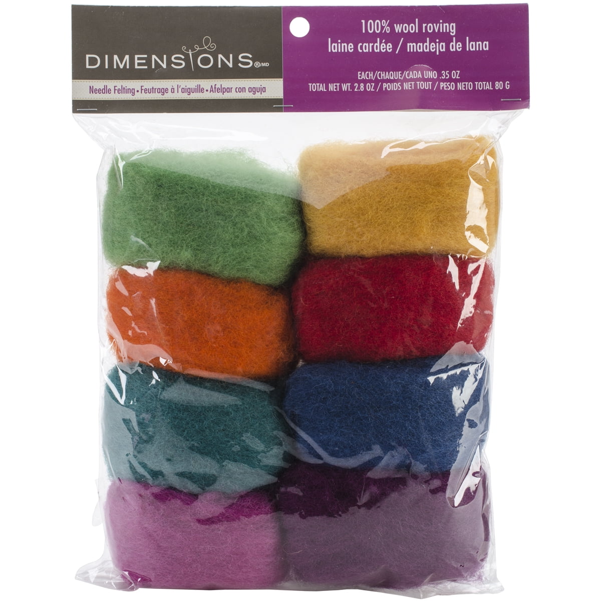 Dimensions 100 Wool Roving Value Pack Rainbow