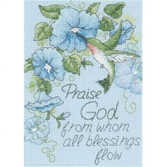 Dimensions 309515 Hummingbird & Morning Glories Mini Counted Cross Stitch Kit-5 in. x 7 in.