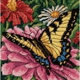 thumbnail image 1 of Dimensions Butterfly On Zinnia Needlepoint Kit 5X5", 1 of 2