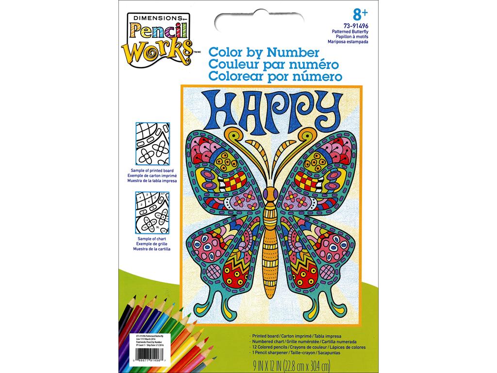 Dimensions Color By Number 9x12 Pattern Butterfly