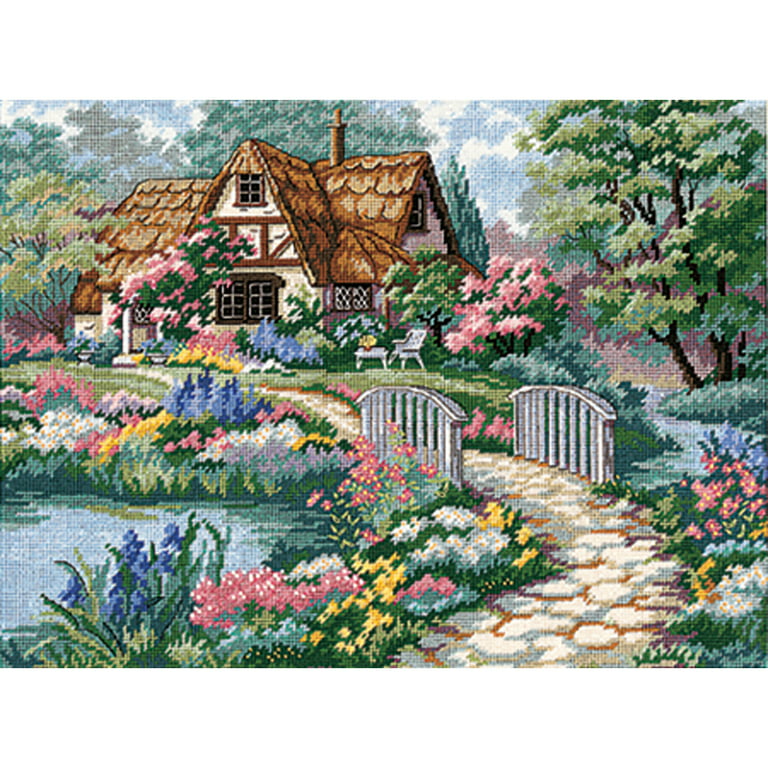 Dimensions Cottage Retreat Needlepoint Kit, Stitched In Thread
