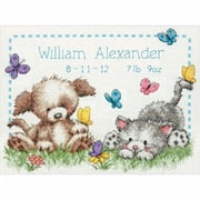 Dimensions Counted Cross Stitch Kit 12"X9"-Pet Friends Birth Record 14 Count