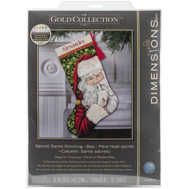 Dimensions Starry Santa Stocking Stamped Cross Stitch Kit 8448 for