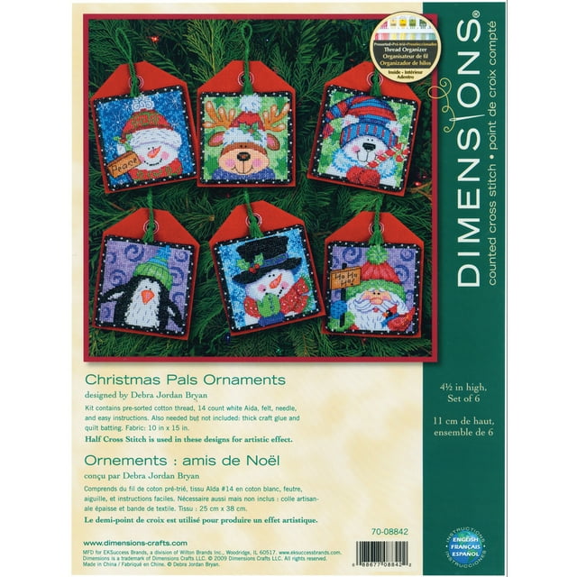 Dimensions Counted Cross Stitch Kit 4.5 inch Christmas Pals Ornaments