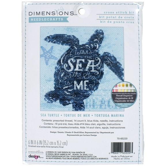 Dimensions Counted Cross Stitch Kit 6"X6"-Sea Turtle (14 Count)