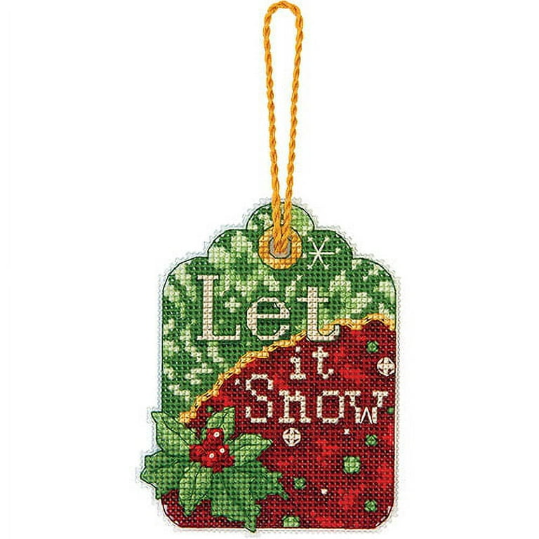 Dimensions Counted Cross Stitch Joy Santa Snow Globe Christmas Ornament  Kit, 3.75'' W x 4.5'' H
