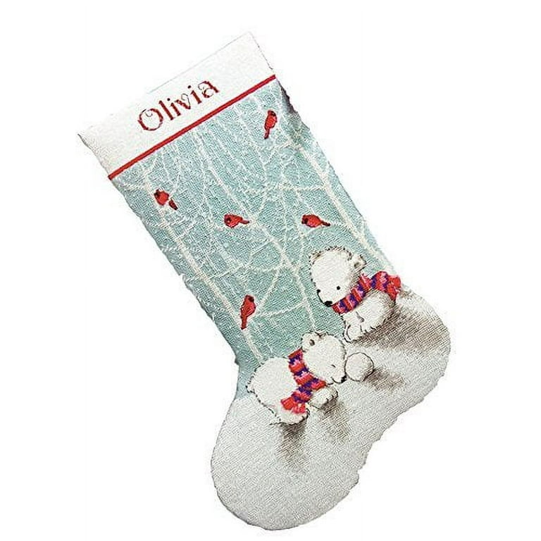 Ice Skates Stocking Needlepoint Kit, 16 Long, Stitched In Wool and Thread