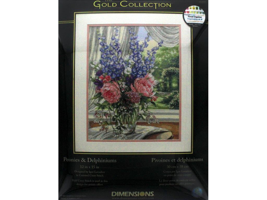 Dimensions Cross Stitch Kit 12x15 Peonies&Delphinm