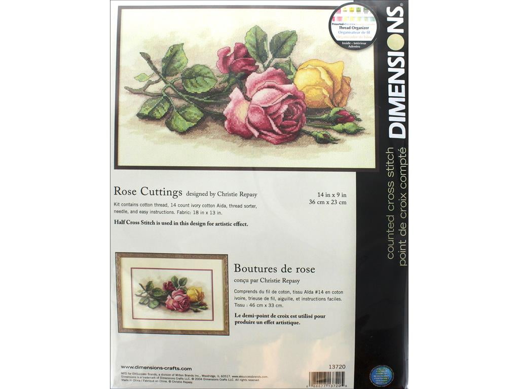 Dimensions Cross Stitch Kit 14x9 Rose Cutting