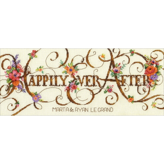 Dimensions Counted Cross Stitch Kit 12"X5"-Ever After Wedding Record (18 Count)