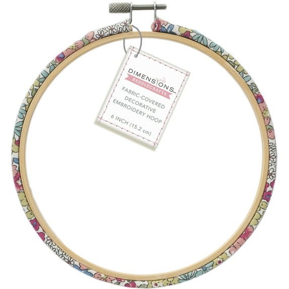 Dimensions Fabric-Covered Embroidery Hoop 6" Round-Cottage Core