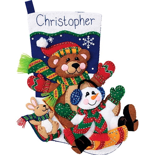 Dimensions Felt Applique Kit, Toboggan Trio Stocking