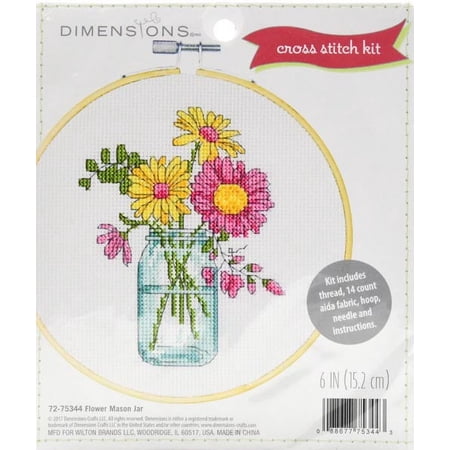 Dimensions Flower Mason Jar Cross Stitch Kit