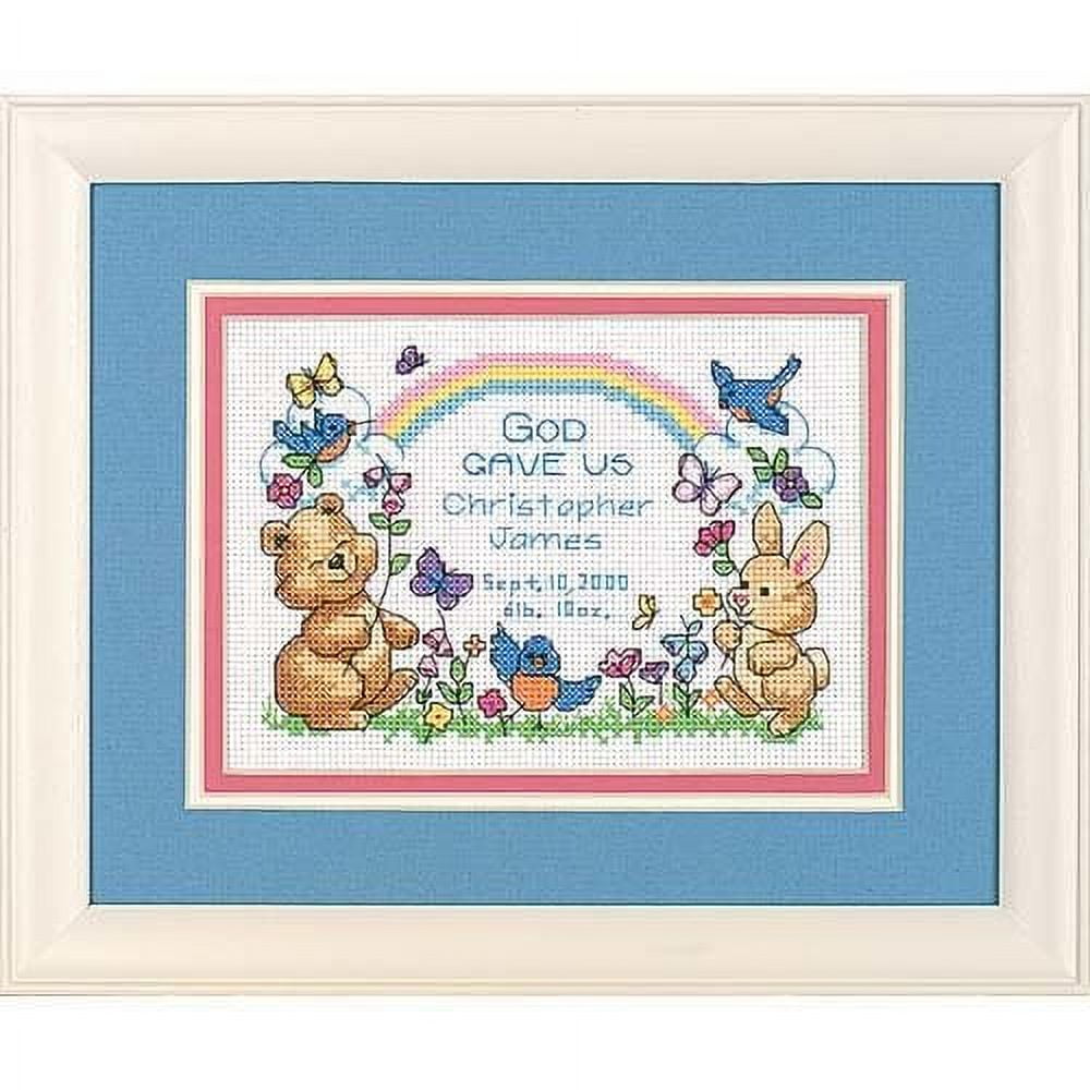 Dimensions Baby Hugs Baby Blocks Birth Record Counted Cross Stitch Kit-5X7 14 Count