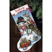 Dimensions Gold Collection – Kit Punto Croce Calza Di Natale 'Santa's Flight', 16 Count Aida Grigia, 40,6 Cm, Con Alfabeto Per Personalizzare