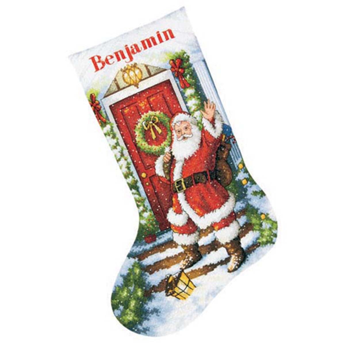 DECORATING THE CLAUS' Christmas Stocking Kit, Janlynn 2004