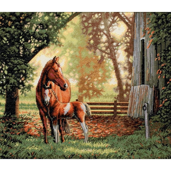 Dimensions Gold Collection "Mare and Foal" Counted Cross Stitch Kit, 14" x 12"