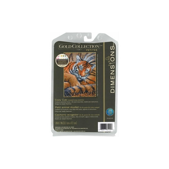 Dimensions Gold Petite Counted Cross Stitch Kit 5"X7"-Cozy Cub (18 Count)