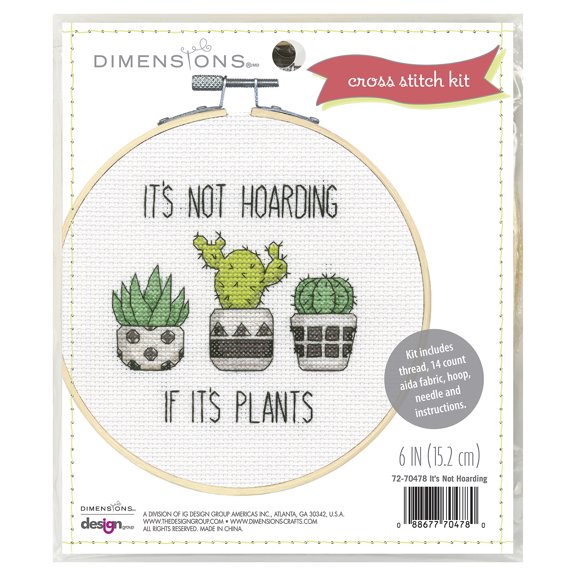 Dimensions Hoarding Plants Counted Cross Stitch Kit, 6" Diameter,