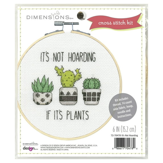 Dimensions Hoarding Plants Counted Cross Stitch Kit, 6" Diameter,