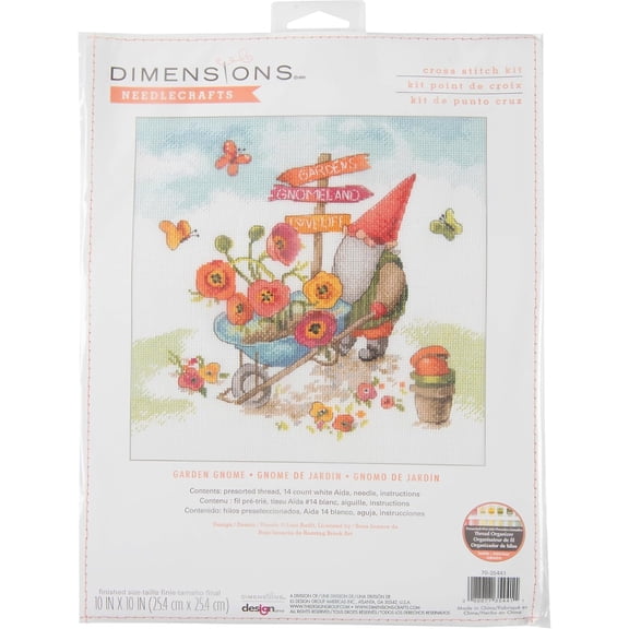 Dimensions Counted Cross Stitch Kit 10"x10"-Garden Gnome (14 count)