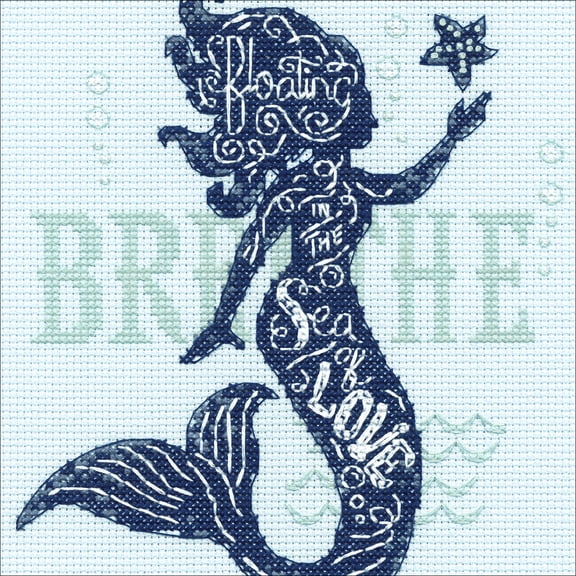 Dimensions 70-65182 Mermaid Counted Cross Stitch Kit, 6 x 6 in.
