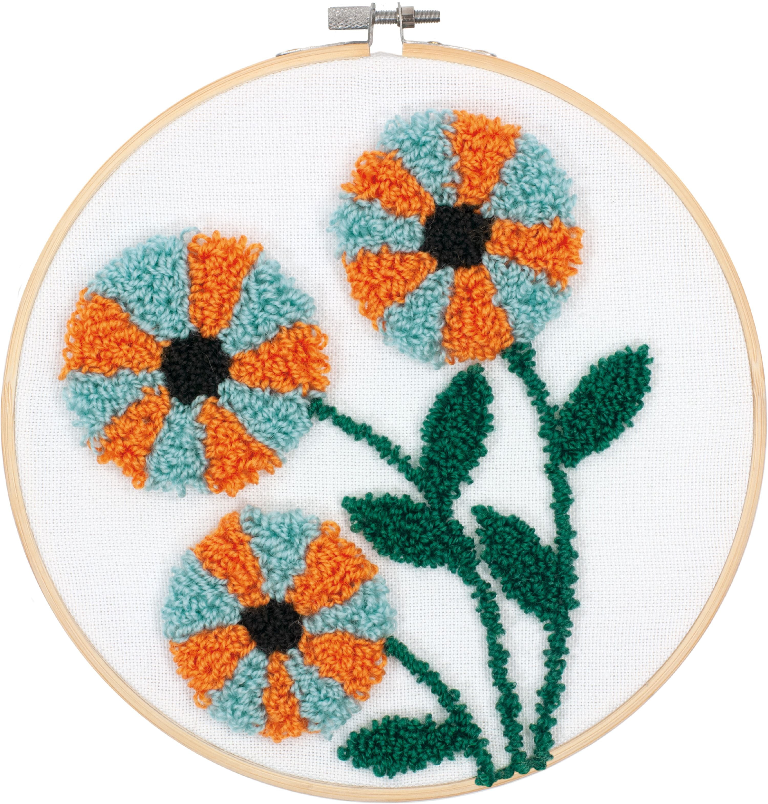 Square Punch Needle Kit - Fall Floral and Vines - Stitched Modern