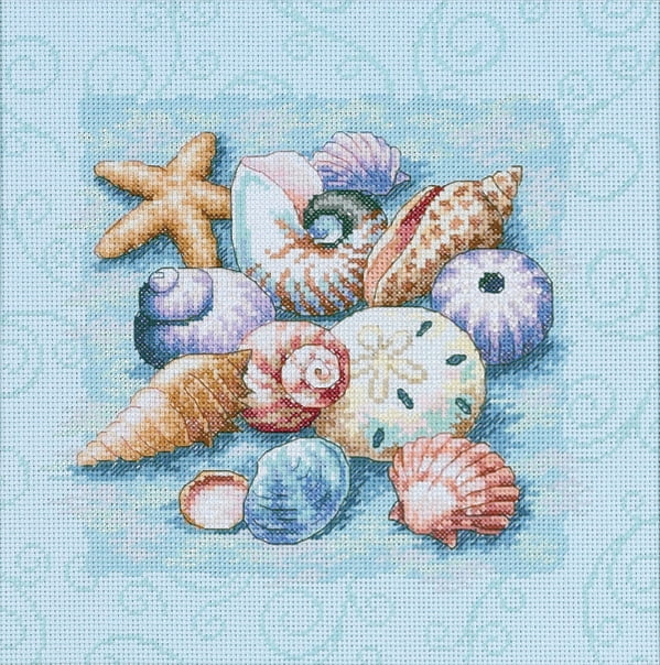 Shells on Blue - Counted Cross Stitch Kit # 13725 - Dimensions Crafts ...