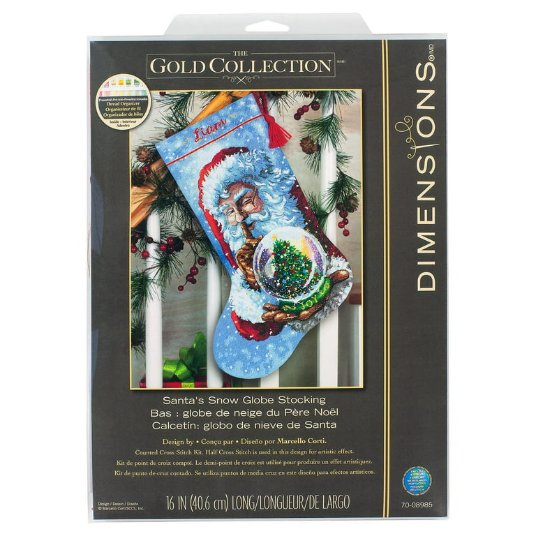 Gold Collection Santa's Snowglobe Stocking Cross Stitch Kit
