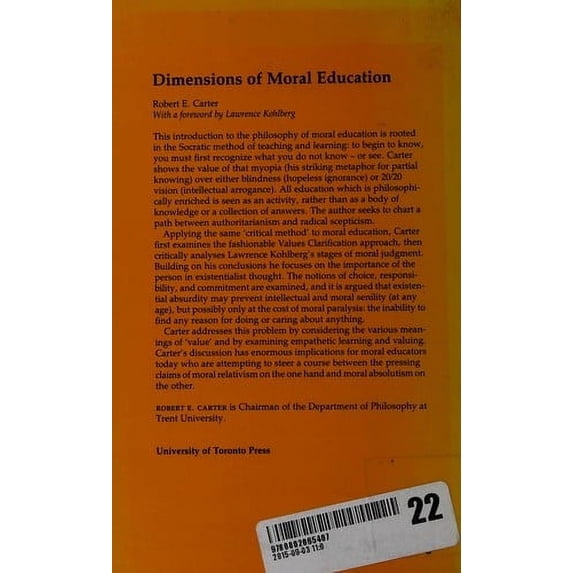 Pre-Owned Dimensions of Moral Education 9780802056405 Used