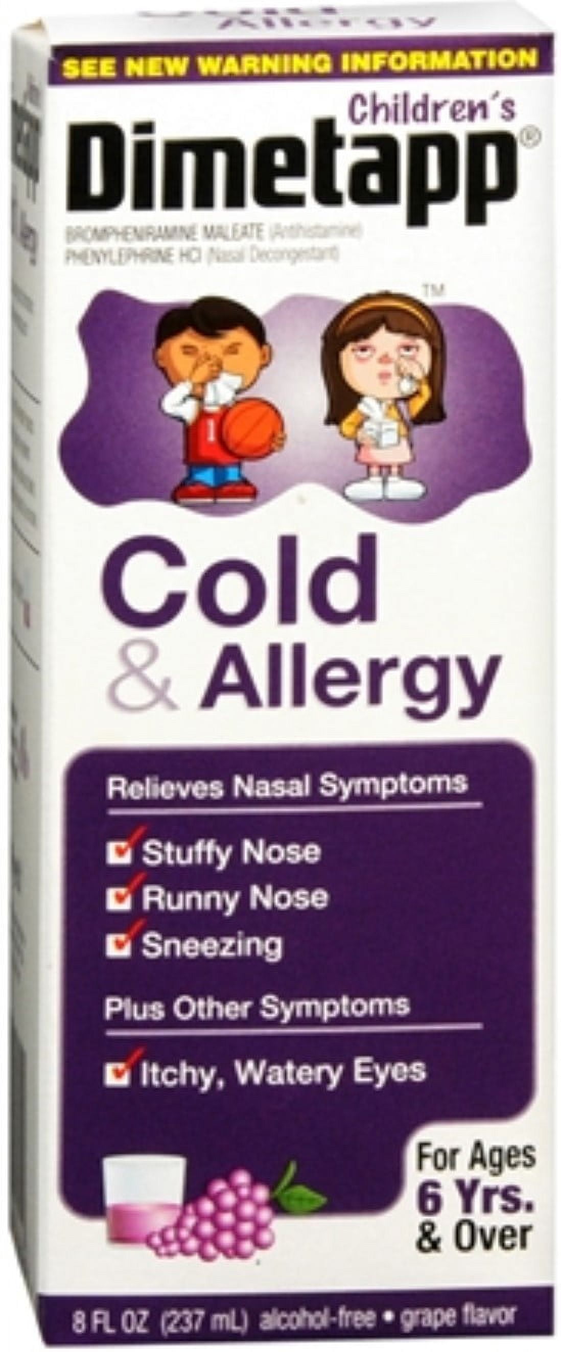 Dimetapp Children's Cold & Allergy Grape 8 oz (Pack of 3)