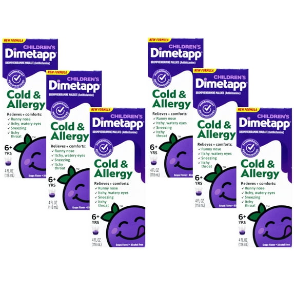 Dimetapp Children's Cold and Allergy Grape 4 oz (Pack of 6)
