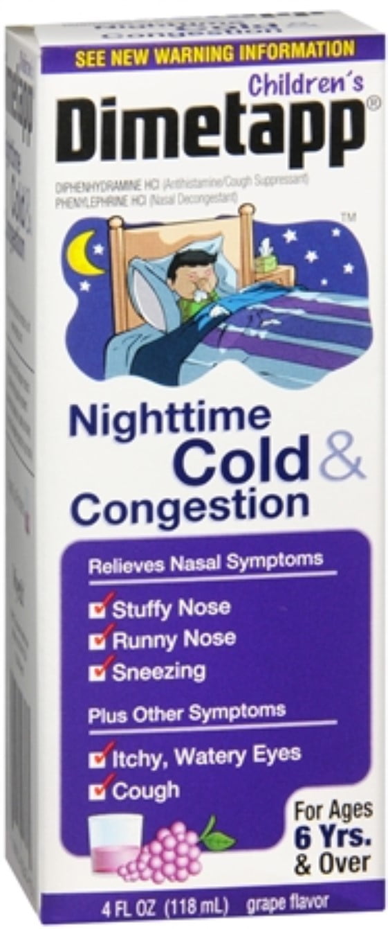 Dimetapp Kids Nighttime Cold & Congestion Relief, Grape Flavor, 4 oz