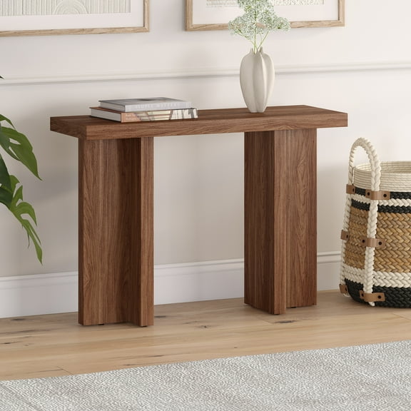 Dimitra 42" Wide Rectangular Console Table in Satin Walnut