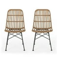 thumbnail image 1 of Noble House Sawtelle Faux Rattan Outdoor Dining Chairs in Brown/Black (Set of 2), 1 of 10