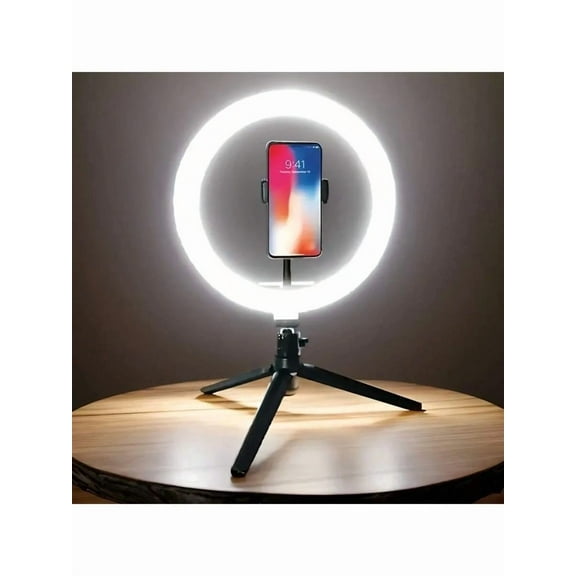 Dimmable 10" LED Ring Light with Adjustable Color Temp, 120 LEDs, USB Powered, 360° Gooseneck & Tripod Stand with Phone Holder for Streaming, Vlogging, Photography