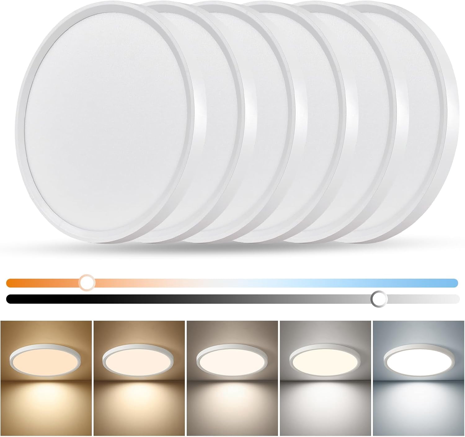 Dimmable 12Inch LED Flush Mount Ceiling Light, 24W, 2520LM, 2700K/3000K ...