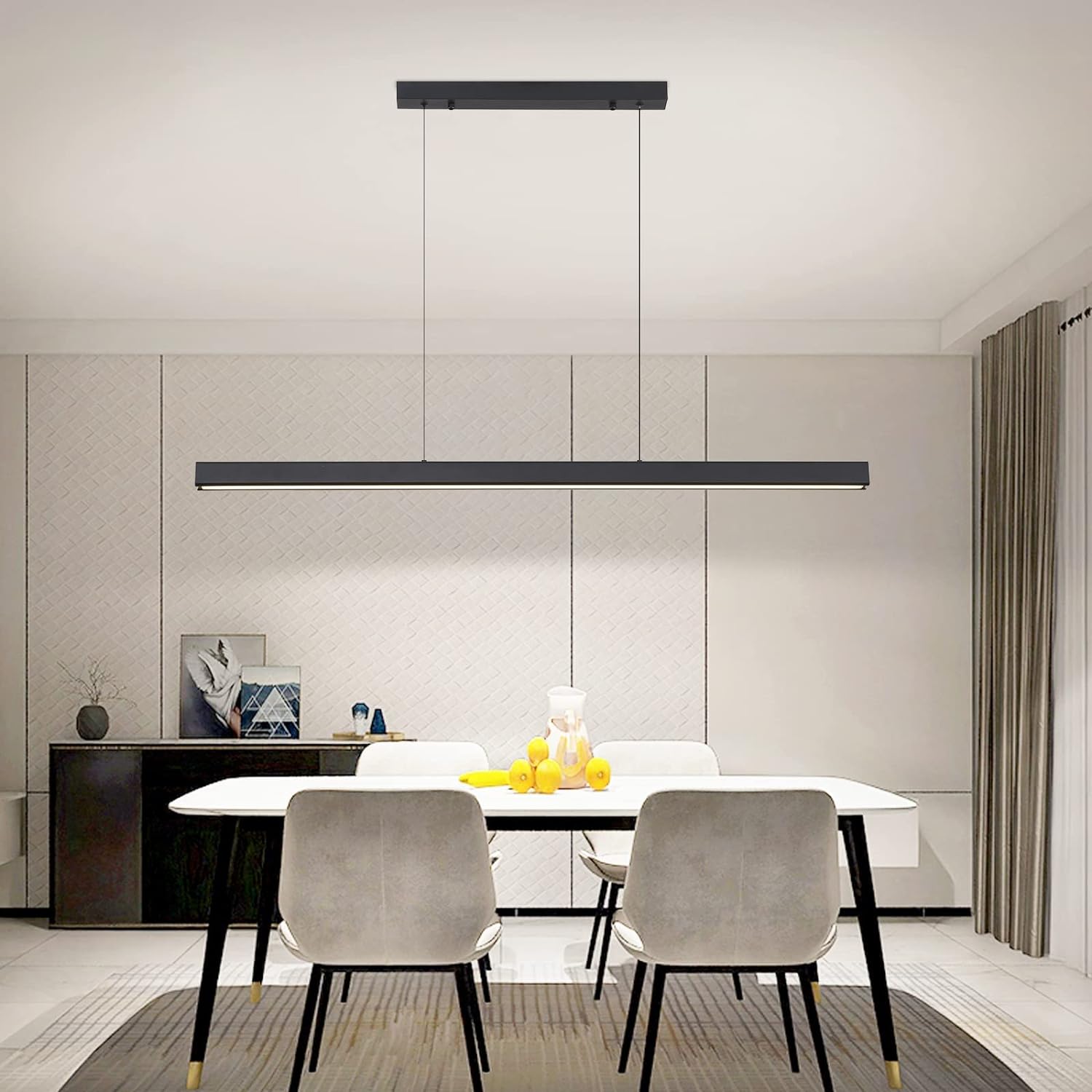 Dimmable 3000k6000k Linear Pendant, Modern Pendant Light Fixtures with