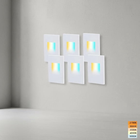 Dimmable 5 Color LED Indoor Outdoor Step Light, 2700K/3000K/3500K/4000K/5000K, Stair Light, White, Pack