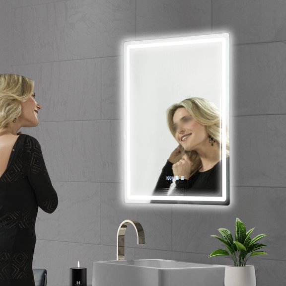 Dimmable Anti-Fog LED-Bathroom-Mirror-with-Lights De-Fogging Time 600*800mm