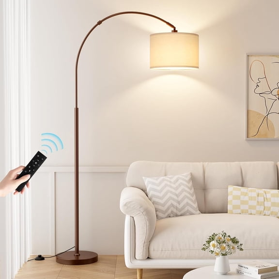 Dimmable Arc Floor Lamp with Remote, Adjustable Color Temperatures and Brightness, Rotating Head Arched Light for Living Room