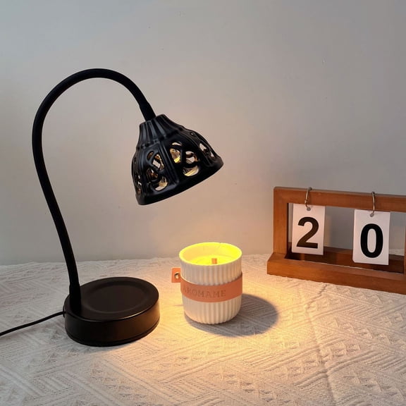 Dimmable Candle Warmer Lamp, Metal Tabletop Vintage Melting Lamp for Scented Candles, Flameless Odor for Home Office, Black or White, 1 Pack
